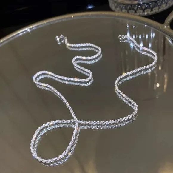 Sliver Choker Necklace for Women Rhinestone Crystal Chain Jewelry Engagement - Picture 3 of 5